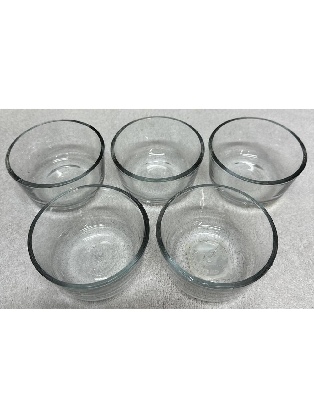 1-Cup Round Glass Food Storage Dessert Bowls Containers Set Of 5 Anchor Hocking